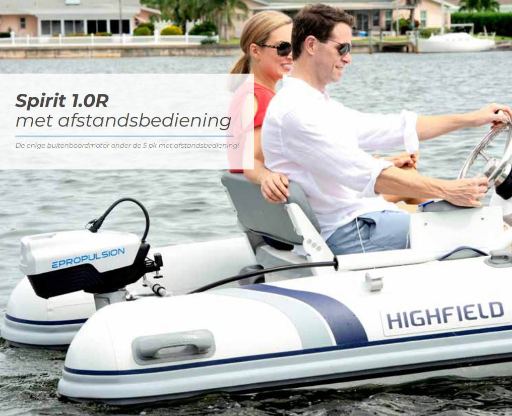 ePropulsion Spirit 1 kW Evo (Plus) met 1,3 kWh accu Elektrische buitenboordmotor — Kortstaart - Marinaut