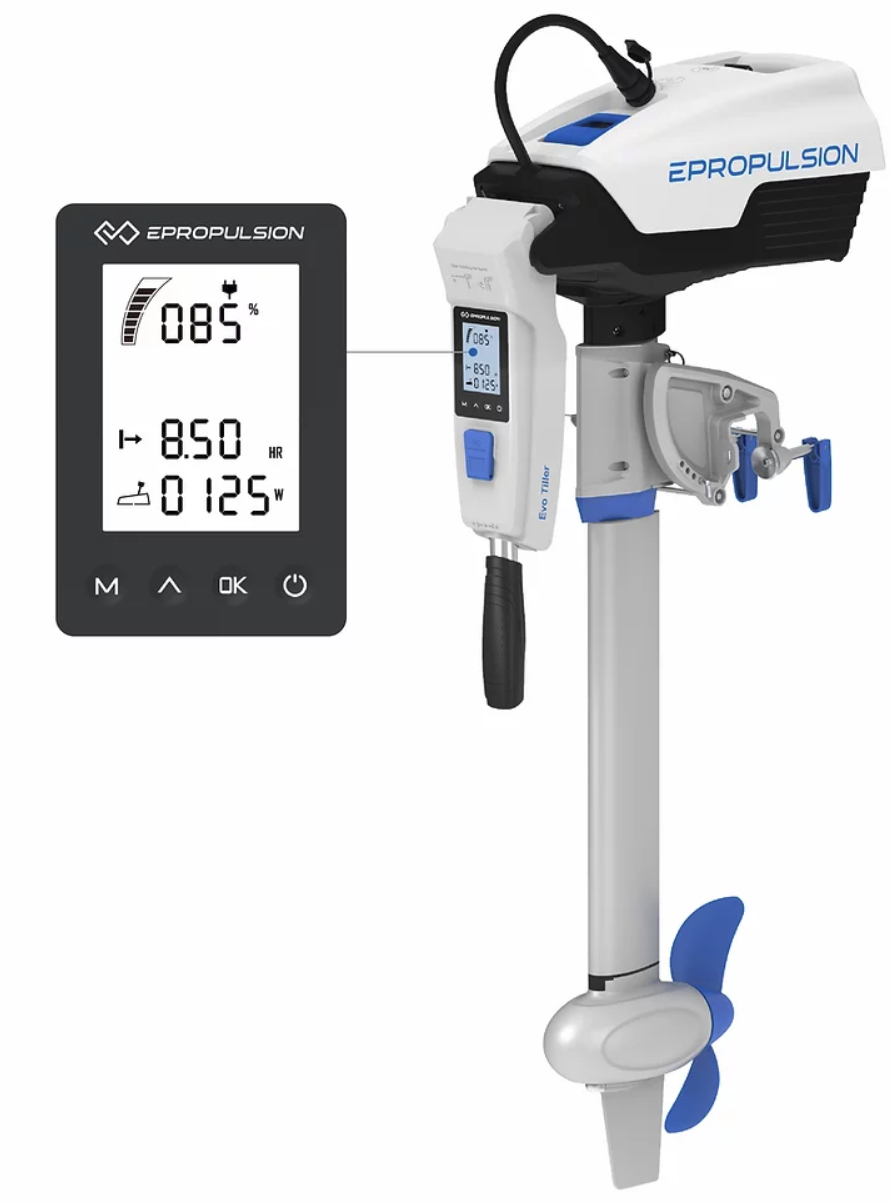 ePropulsion Spirit 1 kW Evo (Plus) met 1,3 kWh accu Elektrische buitenboordmotor — Kortstaart - Marinaut