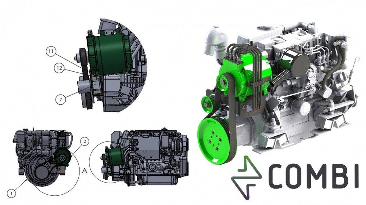 Elektrische binnenboord motor hybride aandrijving Combi 4 - 50 kW 48-144 V — 3,5 kW - Marinaut