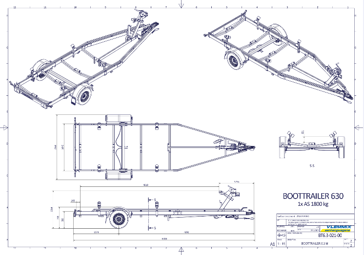 Vlemmix Boottrailer tot 2.920 kilogram en 10 meter — 1350 / 6,3 meter - Marinaut