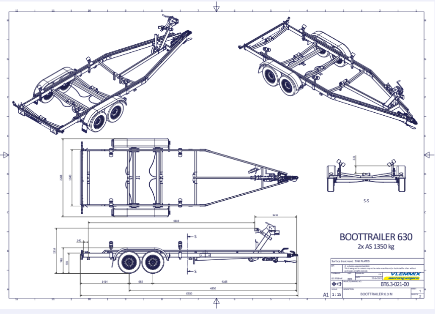 Vlemmix Boottrailer tot 2.920 kilogram en 10 meter — 1350 / 6,3 meter - Marinaut