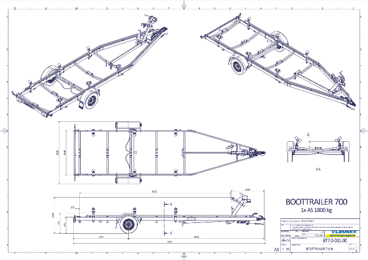 Vlemmix Boottrailer tot 2.920 kilogram en 10 meter — 1350 / 6,3 meter - Marinaut