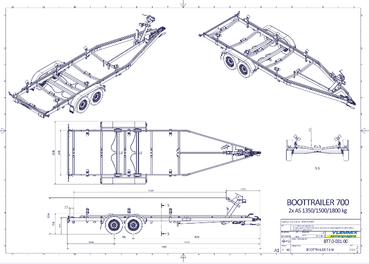 Vlemmix Boottrailer tot 2.920 kilogram en 10 meter — 1350 / 6,3 meter - Marinaut