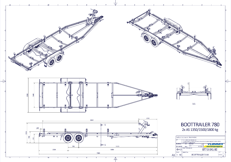 Vlemmix Boottrailer tot 2.920 kilogram en 10 meter — 1350 / 6,3 meter - Marinaut