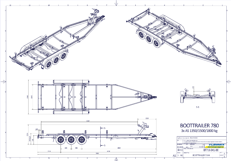 Vlemmix Boottrailer tot 2.920 kilogram en 10 meter — 1350 / 6,3 meter - Marinaut