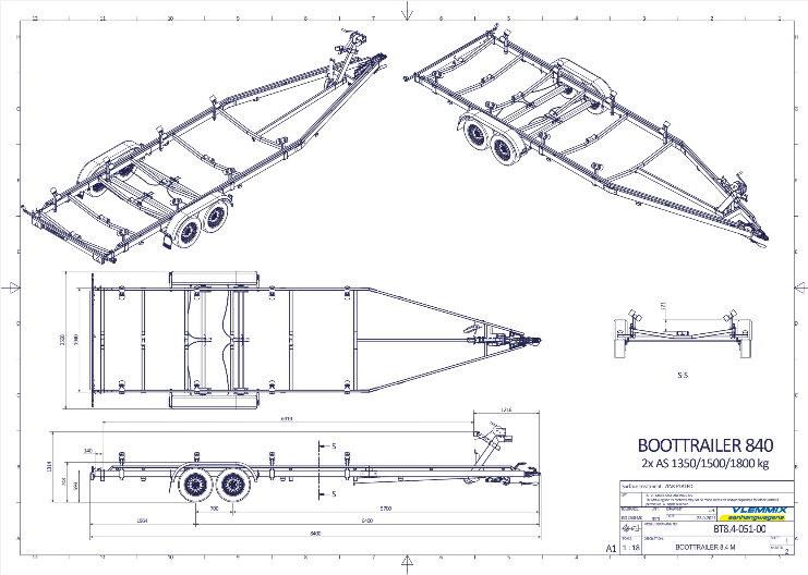 Vlemmix Boottrailer tot 2.920 kilogram en 10 meter — 1350 / 6,3 meter - Marinaut