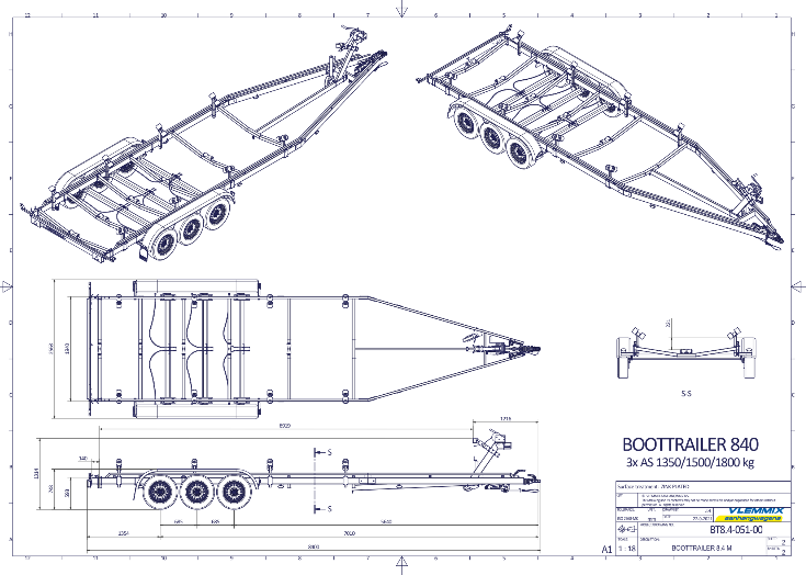Vlemmix Boottrailer tot 2.920 kilogram en 10 meter — 1350 / 6,3 meter - Marinaut