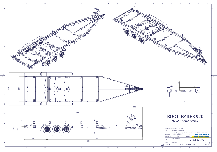Vlemmix Boottrailer tot 2.920 kilogram en 10 meter — 1350 / 6,3 meter - Marinaut