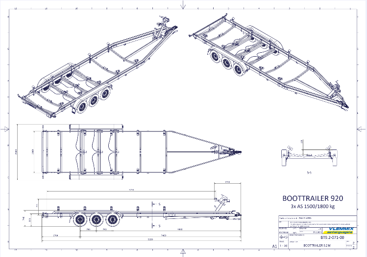 Vlemmix Boottrailer tot 2.920 kilogram en 10 meter — 1350 / 6,3 meter - Marinaut