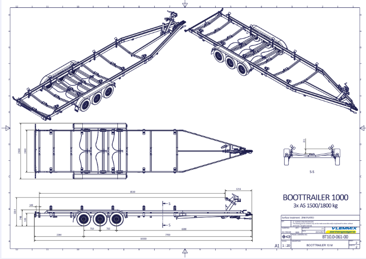 Vlemmix Boottrailer tot 2.920 kilogram en 10 meter — 1350 / 6,3 meter - Marinaut