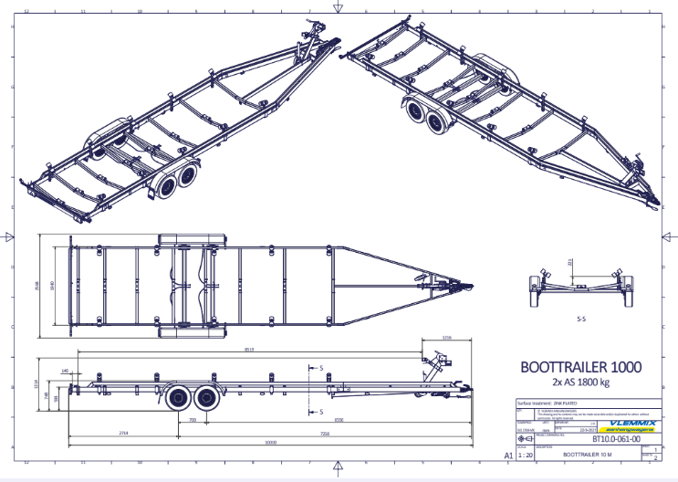 Vlemmix Boottrailer tot 2.920 kilogram en 10 meter — 1350 / 6,3 meter - Marinaut