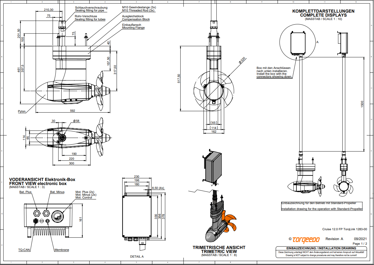 Torqeedo Cruise 12.0 FP elektrische Podmotor 12 kW 48V - Marinaut