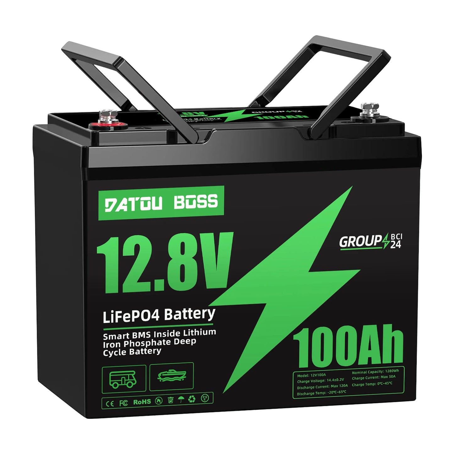 DATOUBOSS EU Warehouse 12V 12.8V LifePo4 Battery 100ah 200ah 24V 230AH 300ah High Discharge Rate Lithium Iron Lifepo4 Battery RV-0