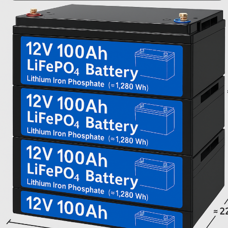 LiFePO4 Accu 1,3 kWh met kabels en lader — 1,3 kWh / 12