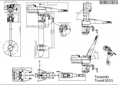 Torqeedo Travel 603 S L elektrische buitenboordmotor 0,6 kW 24V met 0,5 kWh accu — Kortstaart - Marinaut 