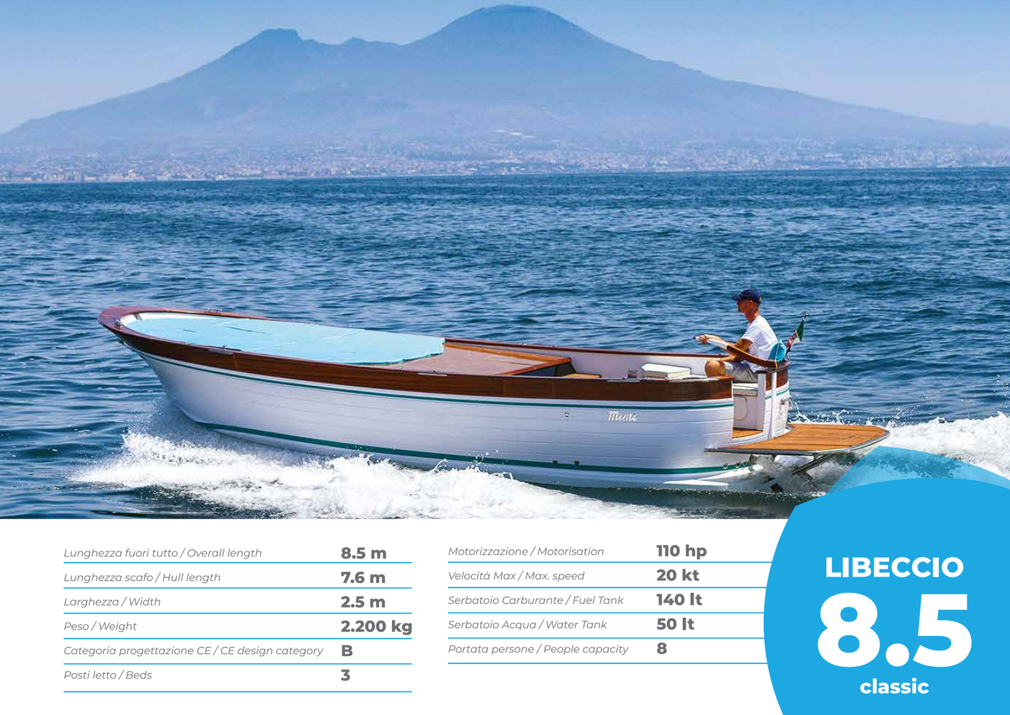 Gozzo Mimi Libeccio 8.50 Classic 110pk Full Options Cabine