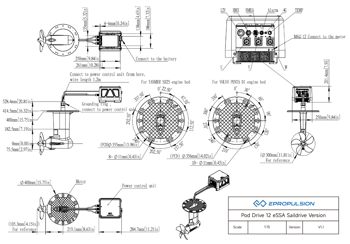 Technical Drawing Pod 12 Saildrive
