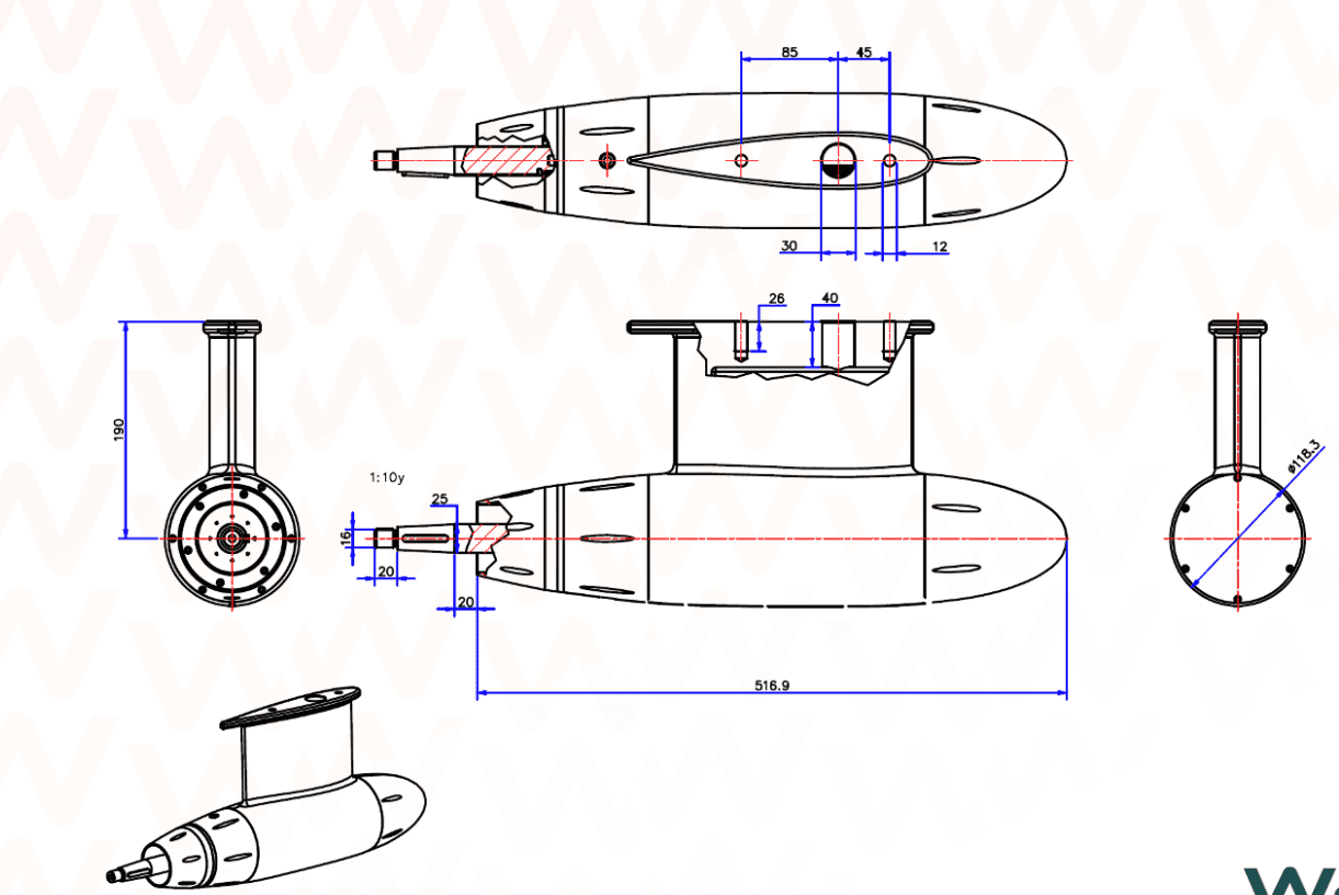 Waterworld 3,5 kW Pod drive stuurbare pod motor - Marinaut 