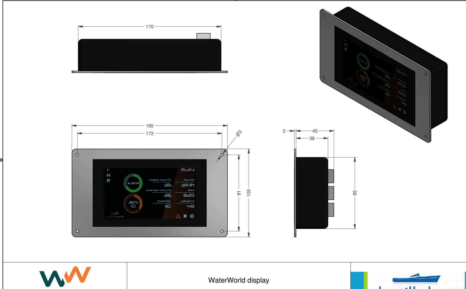 Waterworld 4.0 i 7.5 i 10.0 i 20.0 i elektrische binnenboordmotor 4 - 20 kW 48V - Marinaut 