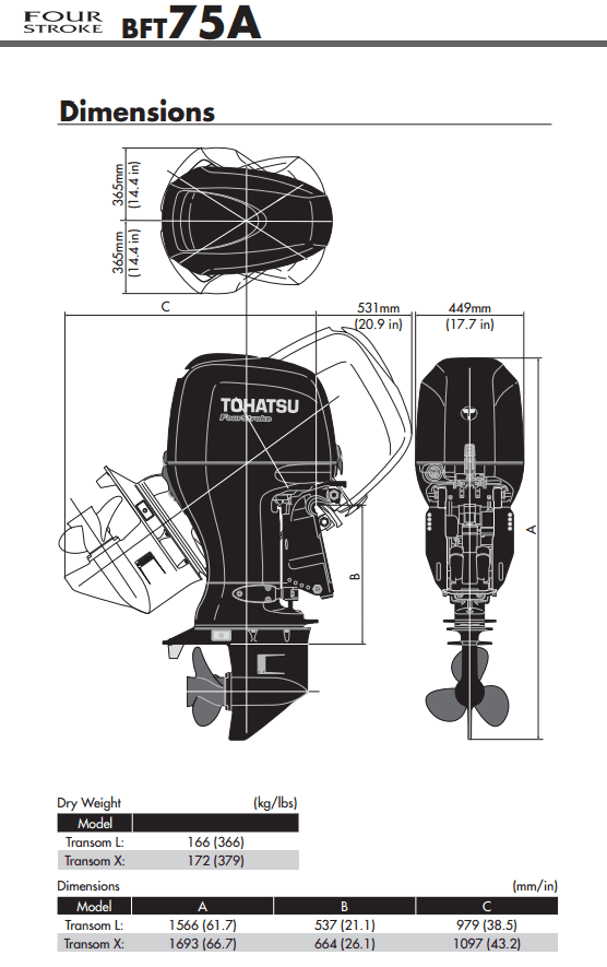 Tohatsu 75 PK buitenboordmotor MFS75A ETL - Marinaut 